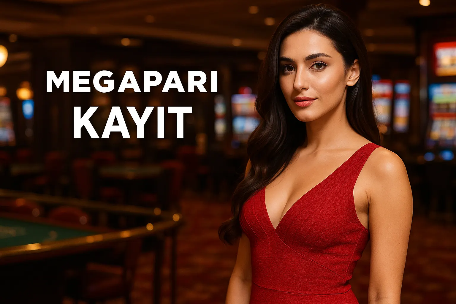 Megapari kayıt rehberi ve güvenli üyelik Gülümseyen Türk kadın, Megapari kayıt ekranı önünde duruyor